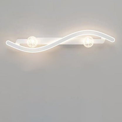Modern Minimalist Round Long Curved PC Glass Iron LED Wall Sconce Lamp For Living Room