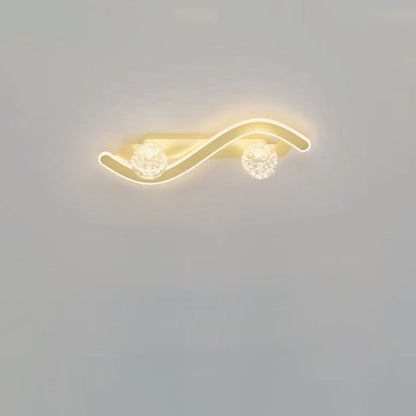 Modern Minimalist Round Long Curved PC Glass Iron LED Wall Sconce Lamp For Living Room
