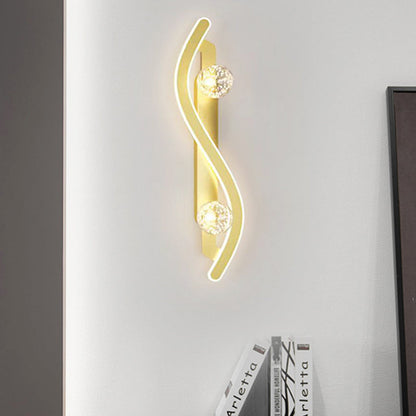 Modern Minimalist Round Long Curved PC Glass Iron LED Wall Sconce Lamp For Living Room