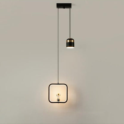 ثريات LED بتصميم آرت ديكو عصري على شكل أسطوانة مستديرة ومخروط مربع من الأكريليك والألومنيوم والحديد لغرفة المعيشة 