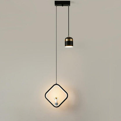 ثريات LED بتصميم آرت ديكو عصري على شكل أسطوانة مستديرة ومخروط مربع من الأكريليك والألومنيوم والحديد لغرفة المعيشة 