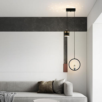ثريات LED بتصميم آرت ديكو عصري على شكل أسطوانة مستديرة ومخروط مربع من الأكريليك والألومنيوم والحديد لغرفة المعيشة 