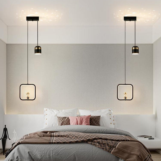 ثريات LED بتصميم آرت ديكو عصري على شكل أسطوانة مستديرة ومخروط مربع من الأكريليك والألومنيوم والحديد لغرفة المعيشة 