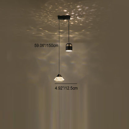 ثريات LED بتصميم آرت ديكو عصري على شكل أسطوانة مستديرة ومخروط مربع من الأكريليك والألومنيوم والحديد لغرفة المعيشة 