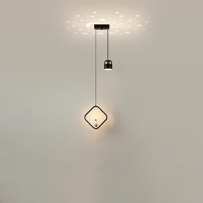ثريات LED بتصميم آرت ديكو عصري على شكل أسطوانة مستديرة ومخروط مربع من الأكريليك والألومنيوم والحديد لغرفة المعيشة 