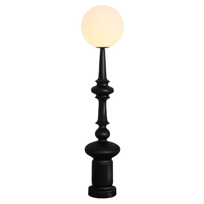 Traditional Vintage Roman Column Round Acrylic Resin 1-Light Standing Floor Lamp For Bedroom