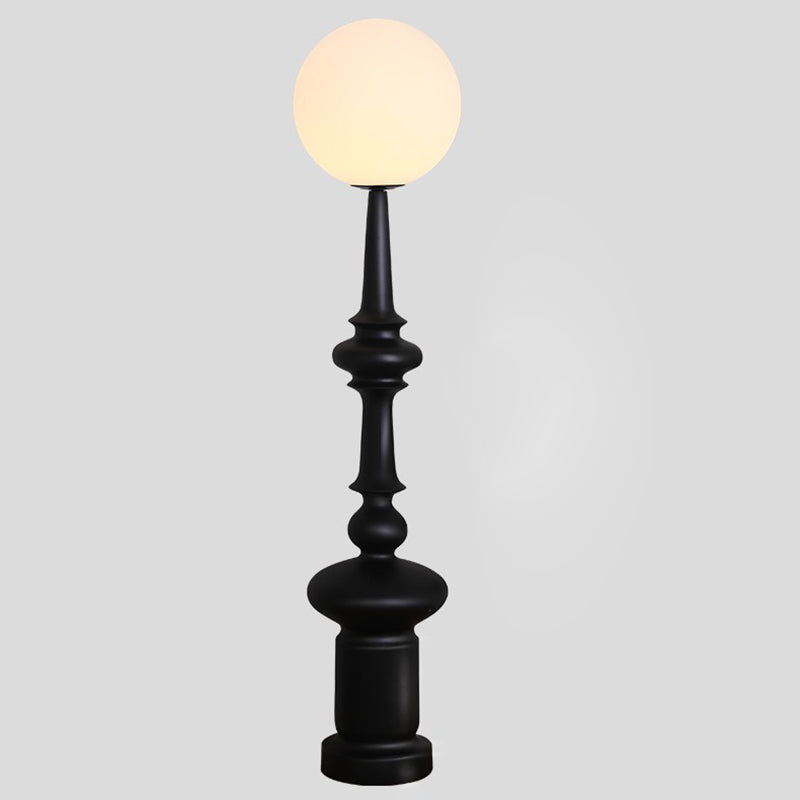 Traditional Vintage Roman Column Round Acrylic Resin 1-Light Standing Floor Lamp For Bedroom