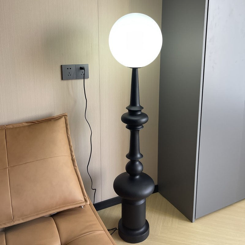 Traditional Vintage Roman Column Round Acrylic Resin 1-Light Standing Floor Lamp For Bedroom