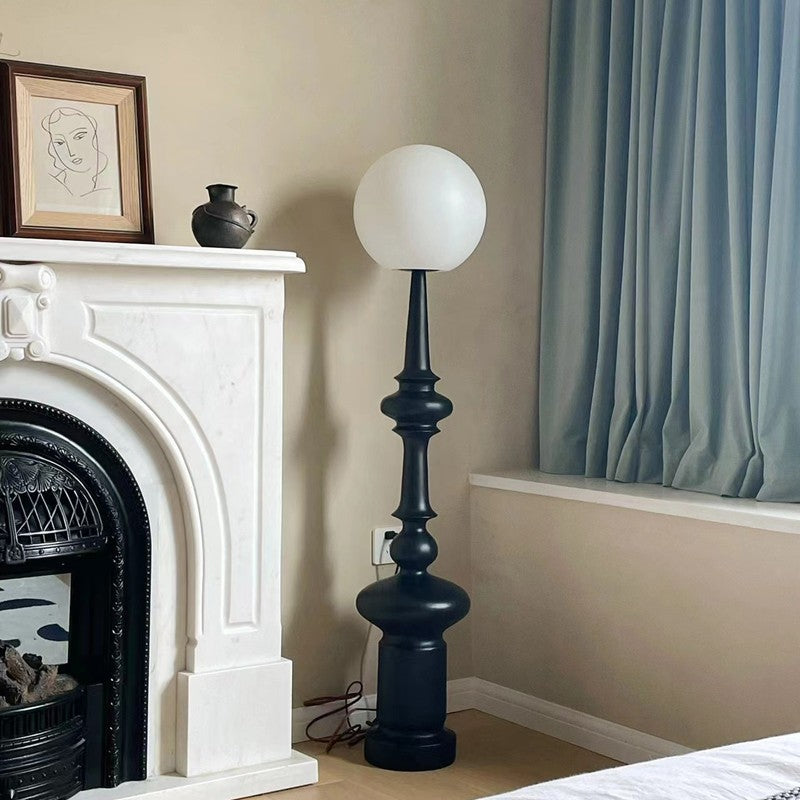 Traditional Vintage Roman Column Round Acrylic Resin 1-Light Standing Floor Lamp For Bedroom