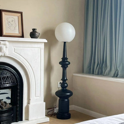 Traditional Vintage Roman Column Round Acrylic Resin 1-Light Standing Floor Lamp For Bedroom