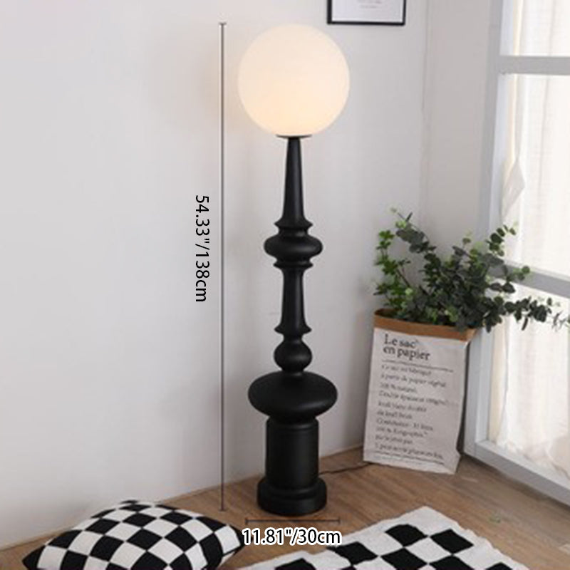 Traditional Vintage Roman Column Round Acrylic Resin 1-Light Standing Floor Lamp For Bedroom