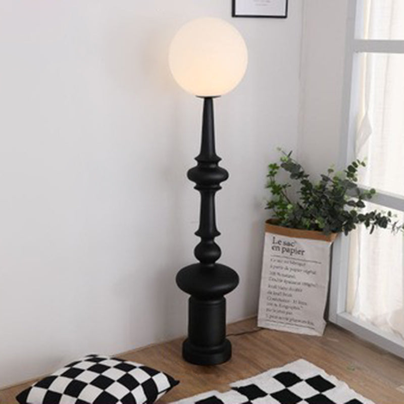 Traditional Vintage Roman Column Round Acrylic Resin 1-Light Standing Floor Lamp For Bedroom