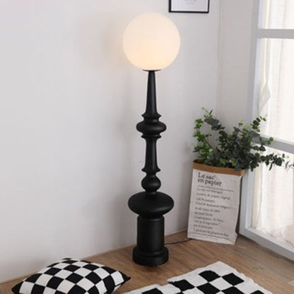 Traditional Vintage Roman Column Round Acrylic Resin 1-Light Standing Floor Lamp For Bedroom