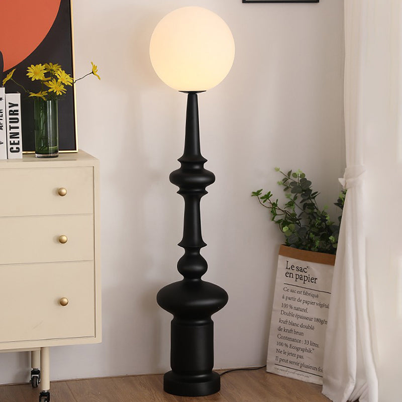 Traditional Vintage Roman Column Round Acrylic Resin 1-Light Standing Floor Lamp For Bedroom