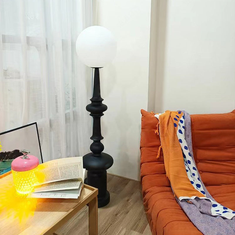 Traditional Vintage Roman Column Round Acrylic Resin 1-Light Standing Floor Lamp For Bedroom