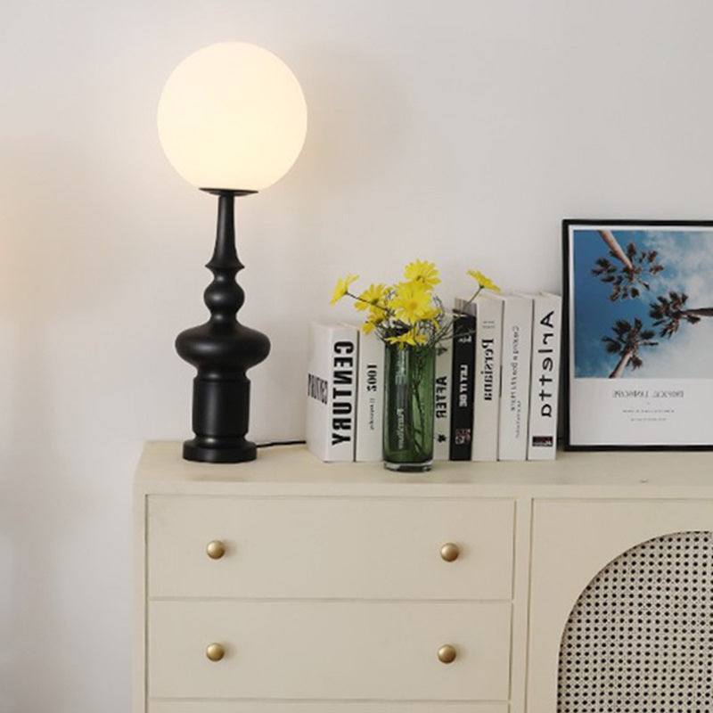 Traditional Vintage Roman Column Orb Acrylic Resin 1-Light Table Lamp For Living Room