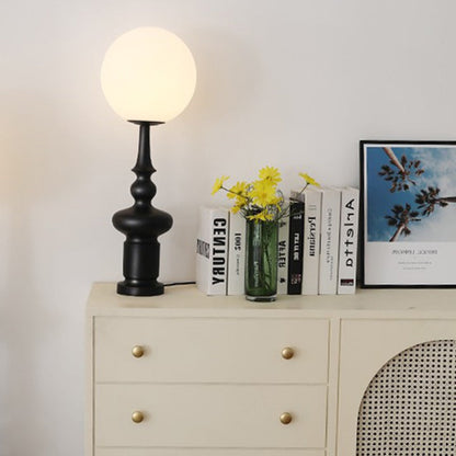 Traditional Vintage Roman Column Orb Acrylic Resin 1-Light Table Lamp For Living Room