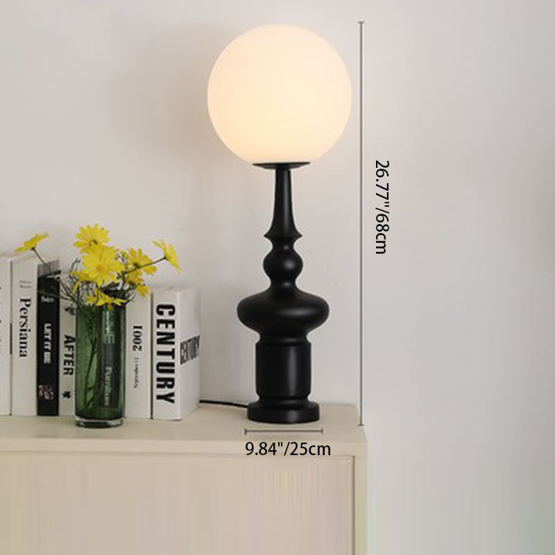 Traditional Vintage Roman Column Orb Acrylic Resin 1-Light Table Lamp For Living Room
