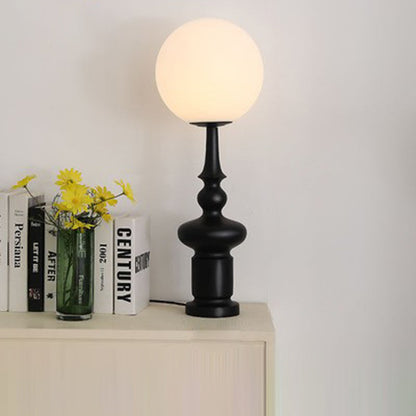Traditional Vintage Roman Column Orb Acrylic Resin 1-Light Table Lamp For Living Room