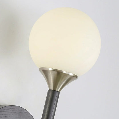 Traditional Vintage Magic Bean Orb Glass Ash Wood Metal 1-Light Wall Sconce Lamp For Living Room
