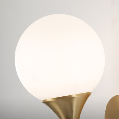 Traditional Vintage Orb Round Glass Walnut Brass 1/2 Light Wall Sconce Lamp For Living Room