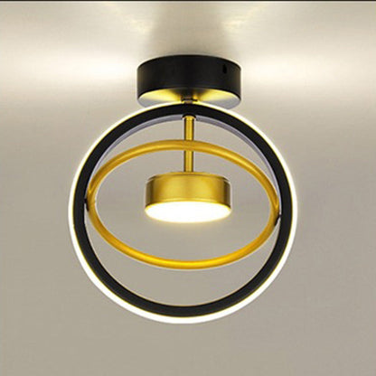 Modern Simplicity Square Round Silicone Iron LED Semi-Flush Mount Ceiling Light For Living Room