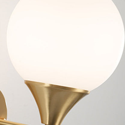 Traditional Vintage Orb Round Glass Walnut Brass 1/2 Light Wall Sconce Lamp For Living Room