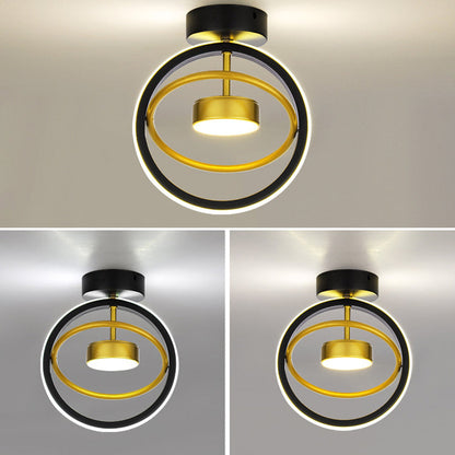 Modern Simplicity Square Round Silicone Iron LED Semi-Flush Mount Ceiling Light For Living Room