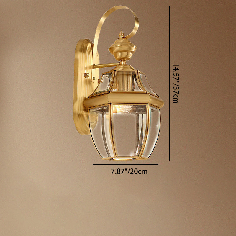 Modern Luxury Hexagonal Round Glass Copper 1/3 Light Wall Sconce Lamp For Outdoor Patio