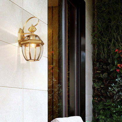 Modern Luxury Hexagonal Round Glass Copper 1/3 Light Wall Sconce Lamp For Outdoor Patio