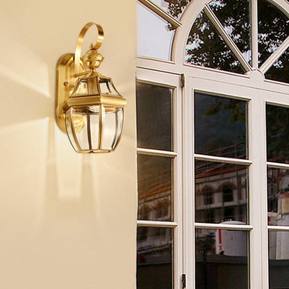 Modern Luxury Hexagonal Round Glass Copper 1/3 Light Wall Sconce Lamp For Outdoor Patio