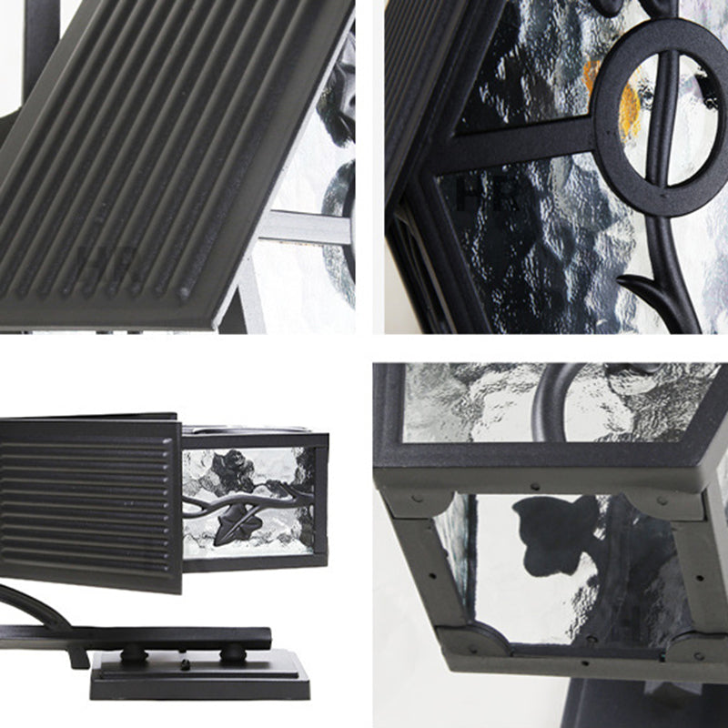Traditional Vintage House Shape Square Glass Aluminum 1-Light Wall Sconce Lamp For Outdoor Patio