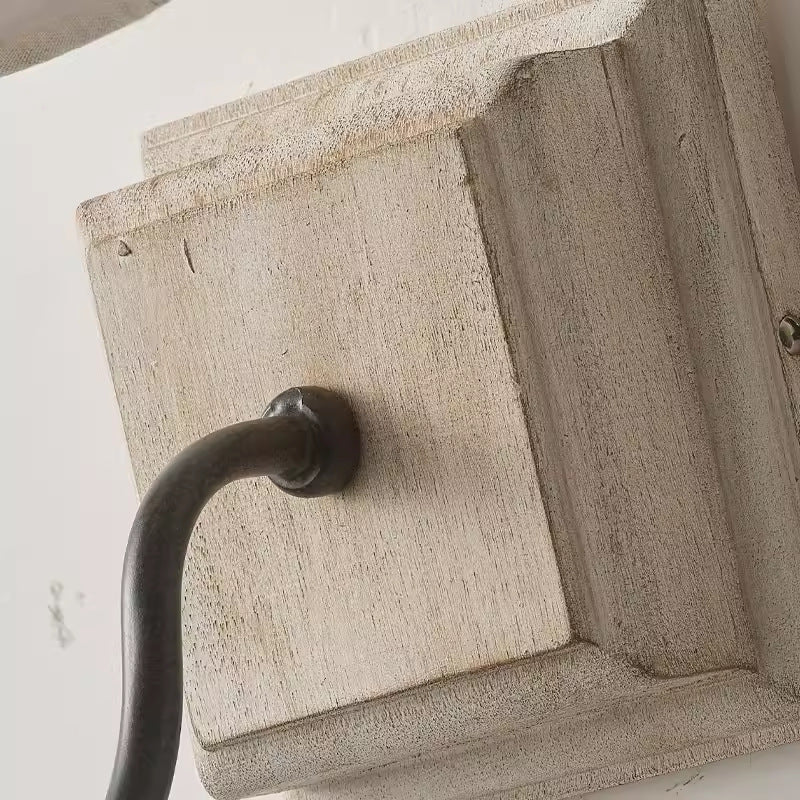 Modern Simplicity Round Square Cloth Iron Wood 1-Light Wall Sconce Lamp For Bedroom