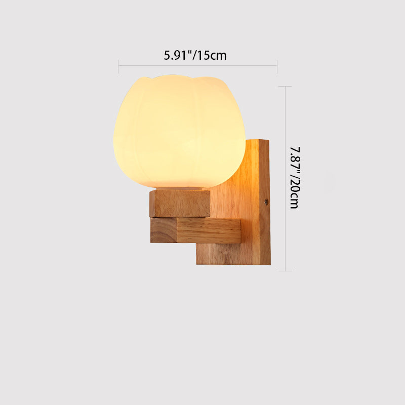 現代的なスカンジナビアのラウンドポッドスクエアガラスアイアンウッド1ライトウォールスコンスランプ寝室用