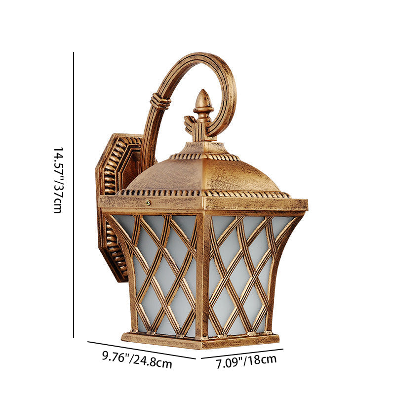 Traditional Vintage Square Fishing Net Glass Aluminum 1-Light Wall Sconce Lamp For Garden