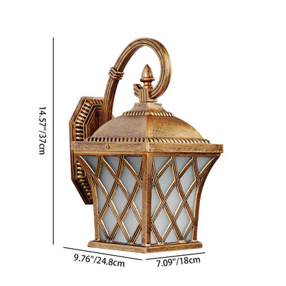 Traditional Vintage Square Fishing Net Glass Aluminum 1-Light Wall Sconce Lamp For Garden