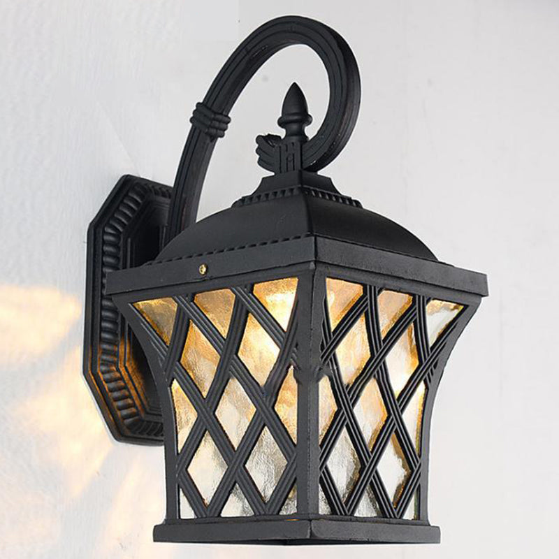 Traditional Vintage Square Fishing Net Glass Aluminum 1-Light Wall Sconce Lamp For Garden