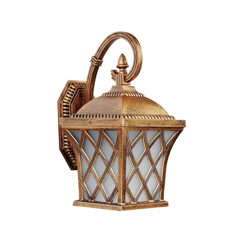 Traditional Vintage Square Fishing Net Glass Aluminum 1-Light Wall Sconce Lamp For Garden