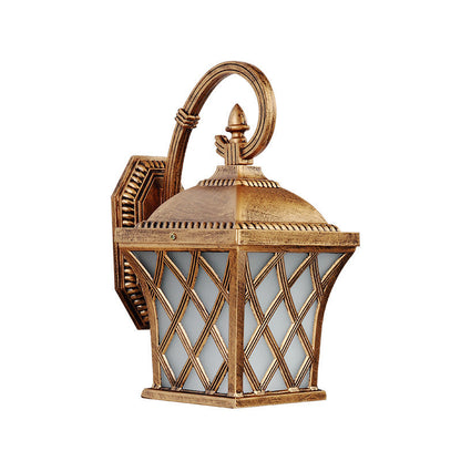 Traditional Vintage Square Fishing Net Glass Aluminum 1-Light Wall Sconce Lamp For Garden