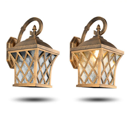 Traditional Vintage Square Fishing Net Glass Aluminum 1-Light Wall Sconce Lamp For Garden