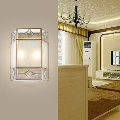 現代的なスカンジナビアのテーパードラウンドスクエアガラス銅1ライト壁取り付け用燭台ランプリビングルーム用