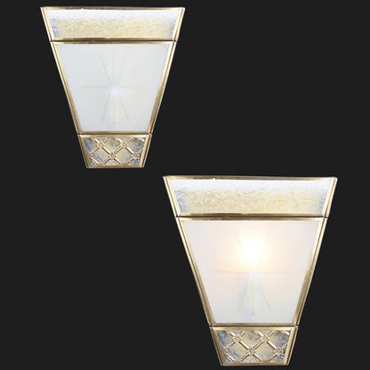 現代的なスカンジナビアのテーパードラウンドスクエアガラス銅1ライト壁取り付け用燭台ランプリビングルーム用