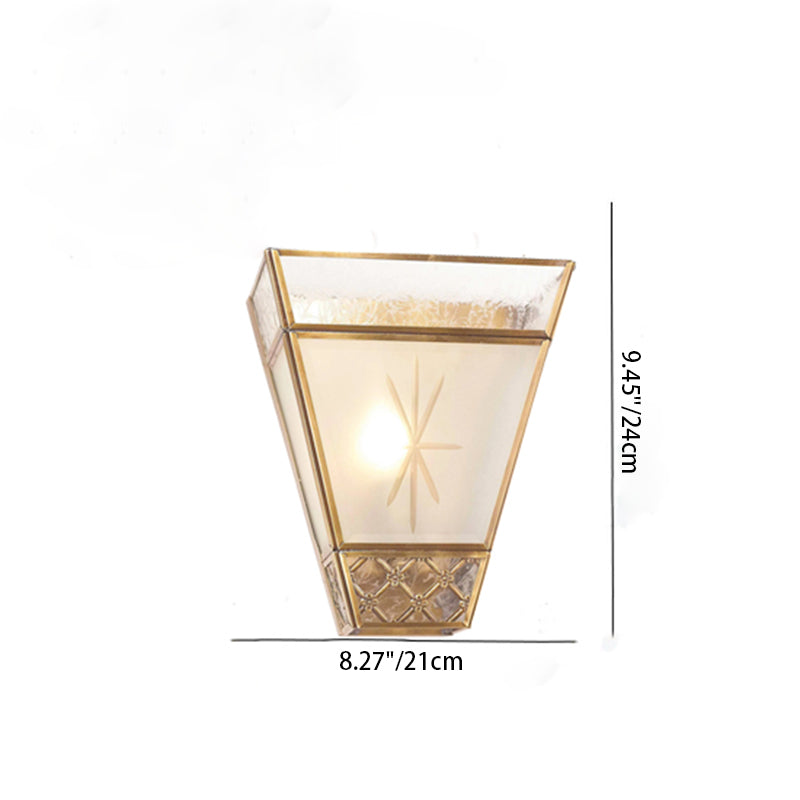 現代的なスカンジナビアのテーパードラウンドスクエアガラス銅1ライト壁取り付け用燭台ランプリビングルーム用