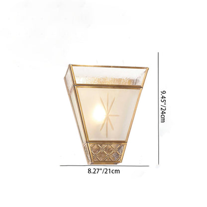 現代的なスカンジナビアのテーパードラウンドスクエアガラス銅1ライト壁取り付け用燭台ランプリビングルーム用