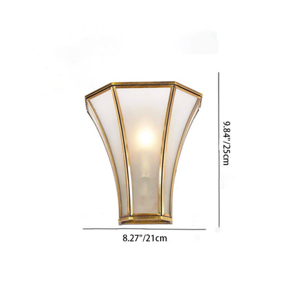 現代的なスカンジナビアのテーパードラウンドスクエアガラス銅1ライト壁取り付け用燭台ランプリビングルーム用