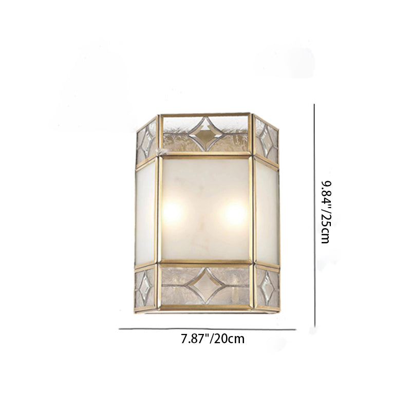 現代的なスカンジナビアのテーパードラウンドスクエアガラス銅1ライト壁取り付け用燭台ランプリビングルーム用