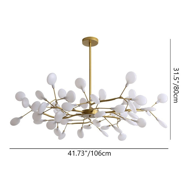Contemporary Nordic Round Branch PC Iron 45-Light Chandeliers For Living Room