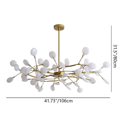 Contemporary Nordic Round Branch PC Iron 45-Light Chandeliers For Living Room
