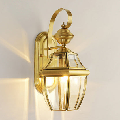Contemporary Scandinavian Hexagonal Round Square Glass Brass 1/3 Light Wall Sconce Lamp For Garden