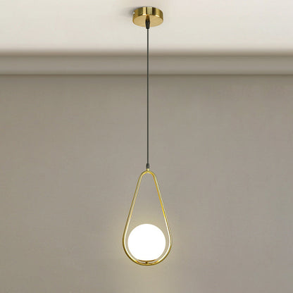 Modern Minimalist Tapered Oval Glass Hardware 1-Light Pendant Light For Living Room